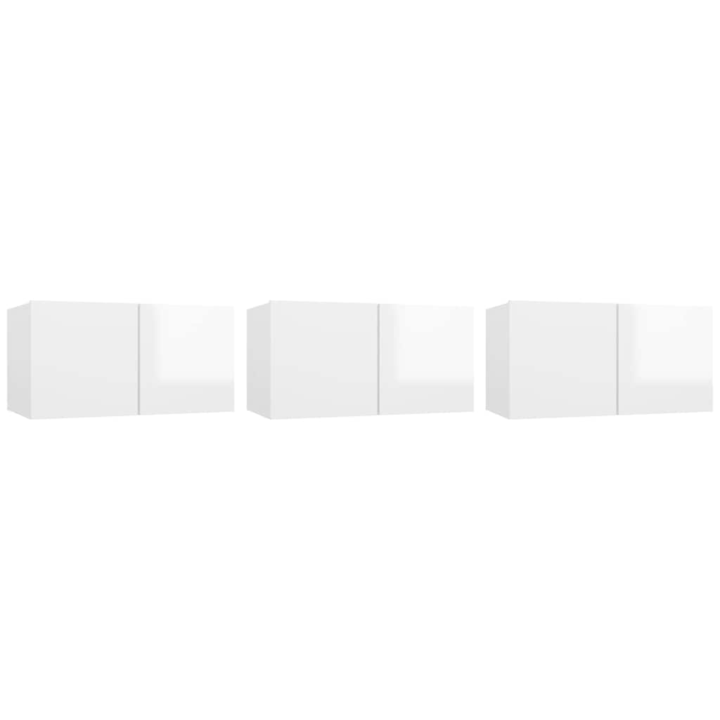 5 Piece TV Cabinet Set High Gloss White Engineered Wood