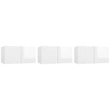 5 Piece TV Cabinet Set High Gloss White Engineered Wood