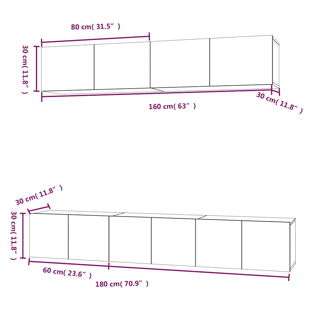 5 Piece TV Cabinet Set High Gloss White Engineered Wood