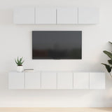 5 Piece TV Cabinet Set High Gloss White Engineered Wood