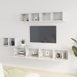 5 Piece TV Cabinet Set High Gloss White Engineered Wood
