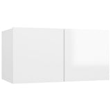 5 Piece TV Cabinet Set High Gloss White Engineered Wood - 45-Degree Angle
