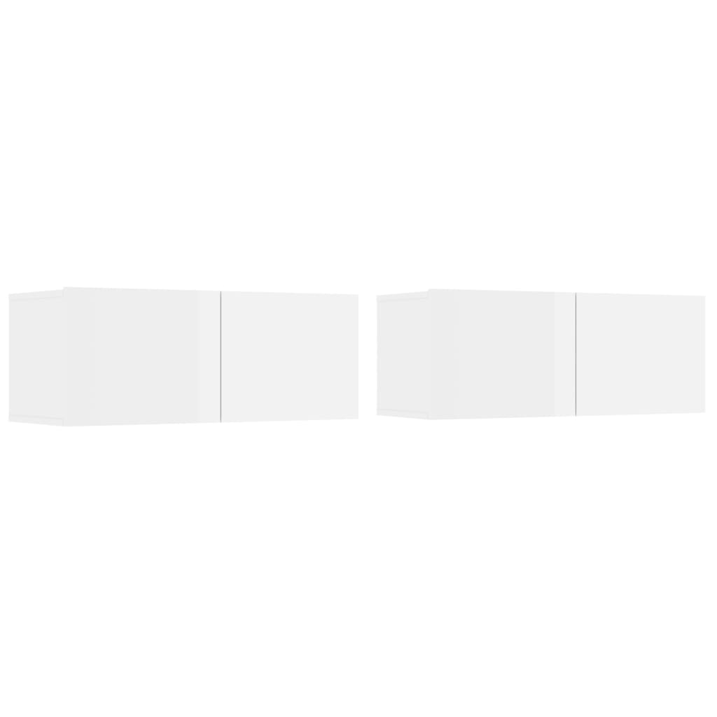 5 Piece TV Cabinet Set High Gloss White Engineered Wood