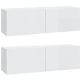 5 Piece TV Cabinet Set High Gloss White Engineered Wood