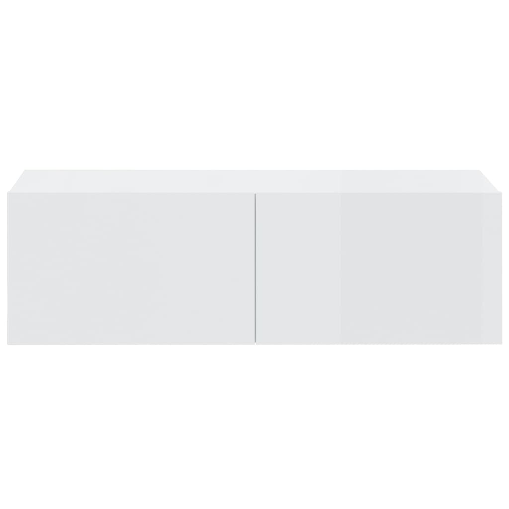 5 Piece TV Cabinet Set High Gloss White Engineered Wood