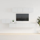 5 Piece TV Cabinet Set High Gloss White Engineered Wood