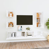 5 Piece TV Cabinet Set White Engineered Wood - Side View