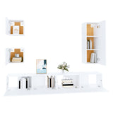 5 Piece TV Cabinet Set White Engineered Wood - Top-Down View