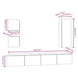 5 Piece TV Cabinet Set White Engineered Wood