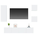 5 Piece TV Cabinet Set High Gloss White Engineered Wood