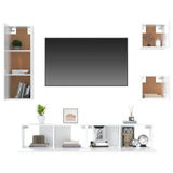 5 Piece TV Cabinet Set High Gloss White Engineered Wood - 45-Degree Angle