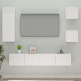 5 Piece TV Cabinet Set High Gloss White Engineered Wood