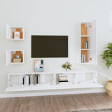 5 Piece TV Cabinet Set White Engineered Wood - Side View