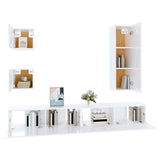 5 Piece TV Cabinet Set White Engineered Wood - Top-Down View