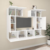 6 Piece TV Cabinet Set White Engineered Wood