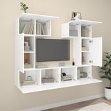 6 Piece TV Cabinet Set White Engineered Wood - Side View