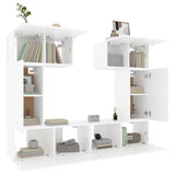 6 Piece TV Cabinet Set White Engineered Wood - Top-Down View