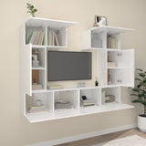 6 Piece TV Cabinet Set High Gloss White Engineered Wood - Side View