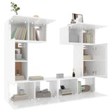 6 Piece TV Cabinet Set High Gloss White Engineered Wood - Top-Down View