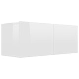 6 Piece TV Cabinet Set High Gloss White Engineered Wood - Close-Up Angle