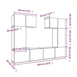 6 Piece TV Cabinet Set High Gloss White Engineered Wood