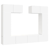 6 Piece TV Cabinet Set White Engineered Wood - Front View
