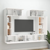 6 Piece TV Cabinet Set White Engineered Wood - Side View