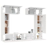 6 Piece TV Cabinet Set White Engineered Wood - Top-Down View