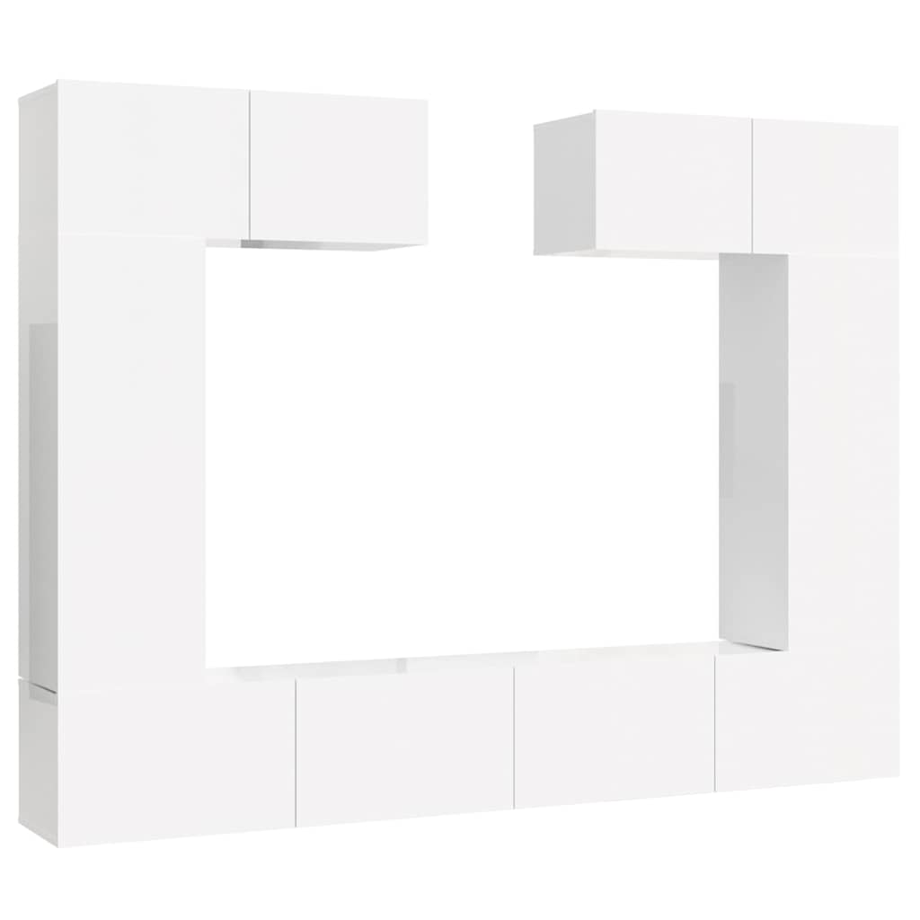6 Piece TV Cabinet Set High Gloss White Engineered Wood