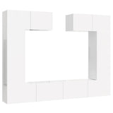 6 Piece TV Cabinet Set High Gloss White Engineered Wood