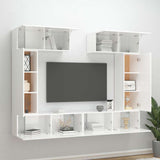 6 Piece TV Cabinet Set High Gloss White Engineered Wood - Side View