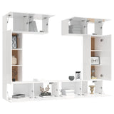 6 Piece TV Cabinet Set High Gloss White Engineered Wood - Top-Down View