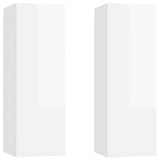 6 Piece TV Cabinet Set High Gloss White Engineered Wood - Close-Up Angle