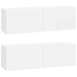 6 Piece TV Cabinet Set High Gloss White Engineered Wood