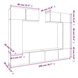 6 Piece TV Cabinet Set High Gloss White Engineered Wood