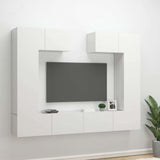 6 Piece TV Cabinet Set High Gloss White Engineered Wood