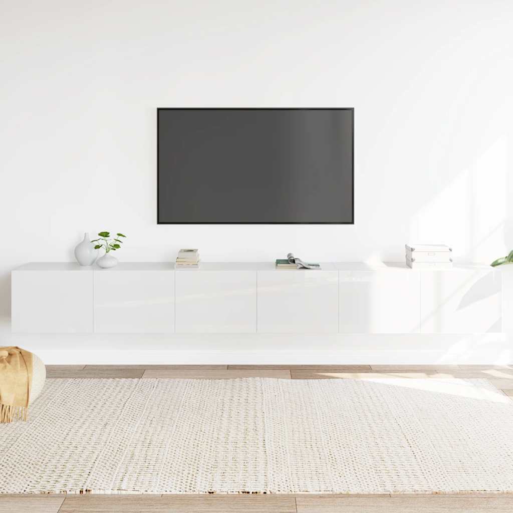 3 Piece TV Cabinet Set High Gloss White Engineered Wood