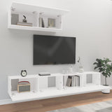 3 Piece TV Cabinet Set White Engineered Wood - Side View