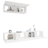 3 Piece TV Cabinet Set White Engineered Wood - Top-Down View