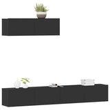 3 Piece TV Cabinet Set Black Engineered Wood