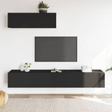 3 Piece TV Cabinet Set Black Engineered Wood