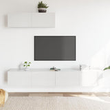 3 Piece TV Cabinet Set High Gloss White Engineered Wood