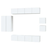 8 Piece TV Cabinet Set White Engineered Wood