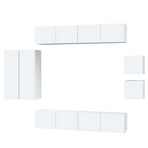 8 Piece TV Cabinet Set White Engineered Wood