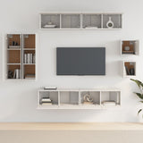 8 Piece TV Cabinet Set White Engineered Wood - Side View