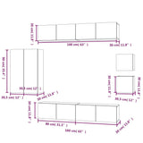 8 Piece TV Cabinet Set White Engineered Wood - Extra Image
