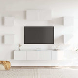 7 Piece TV Cabinet Set White Engineered Wood - Side View