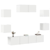7 Piece TV Cabinet Set White Engineered Wood