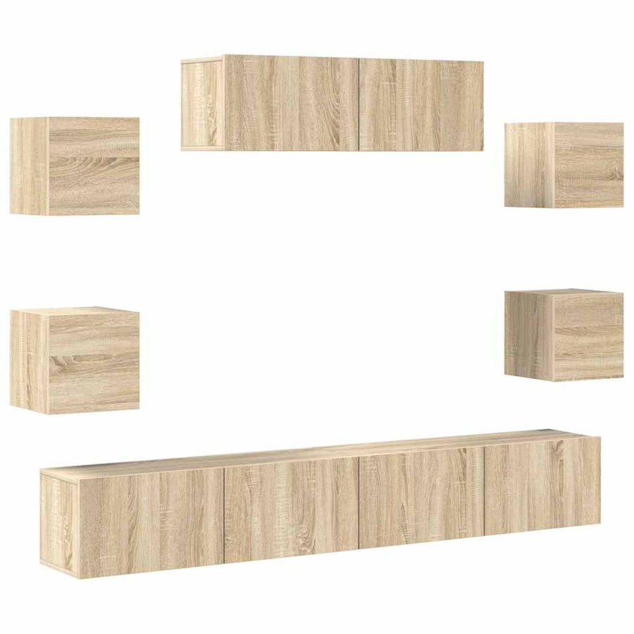 7 Piece TV Cabinet Set Sonoma Oak Engineered Wood