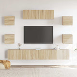 7 Piece TV Cabinet Set Sonoma Oak Engineered Wood - Side View